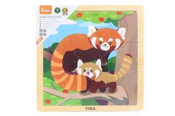 Viga Dreven puzzle 9 dielikov - erven panda