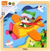 Viga dreven puzzle 9 dielikov - lietadlo s makou